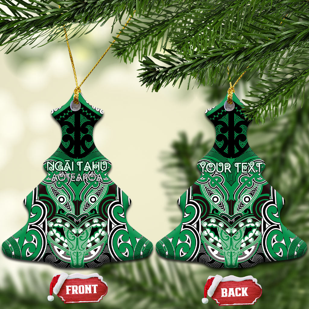 Aotearoa Iwi Ngai Tahu Personalised Ceramic Ornament Maori Kowhaiwhai Pattern LT19 Christmas Tree Green - Polynesian Pride