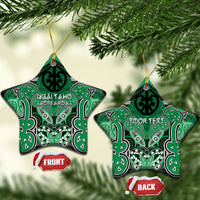 Aotearoa Iwi Ngai Tahu Personalised Ceramic Ornament Maori Kowhaiwhai Pattern LT19 Star Green - Polynesian Pride
