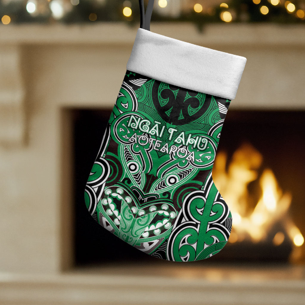 Aotearoa Iwi Ngai Tahu Personalised Christmas Stocking Maori Kowhaiwhai Pattern LT19 Set of 2 Green - Polynesian Pride
