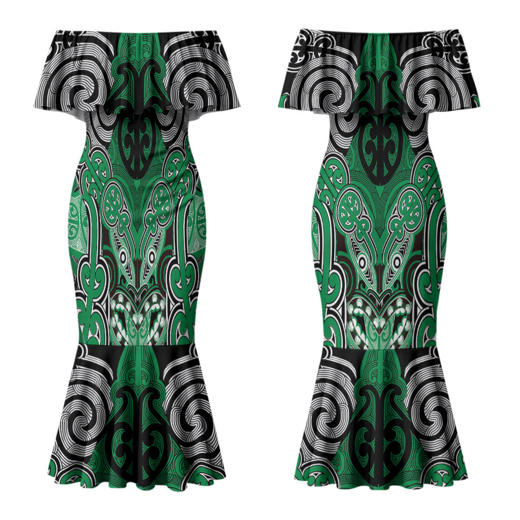 Aotearoa Iwi Ngai Tahu Personalised Couples Matching Mermaid Dress and Hawaiian Shirt Maori Kowhaiwhai Pattern LT19 - Polynesian Pride