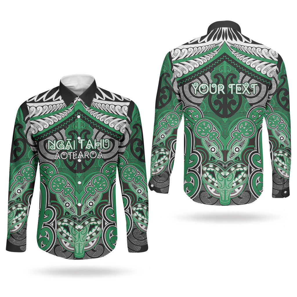 Aotearoa Iwi Ngai Tahu Personalised Couples Matching Off Shoulder Maxi Dress and Long Sleeve Button Shirt Maori Kowhaiwhai Pattern LT19 - Polynesian Pride