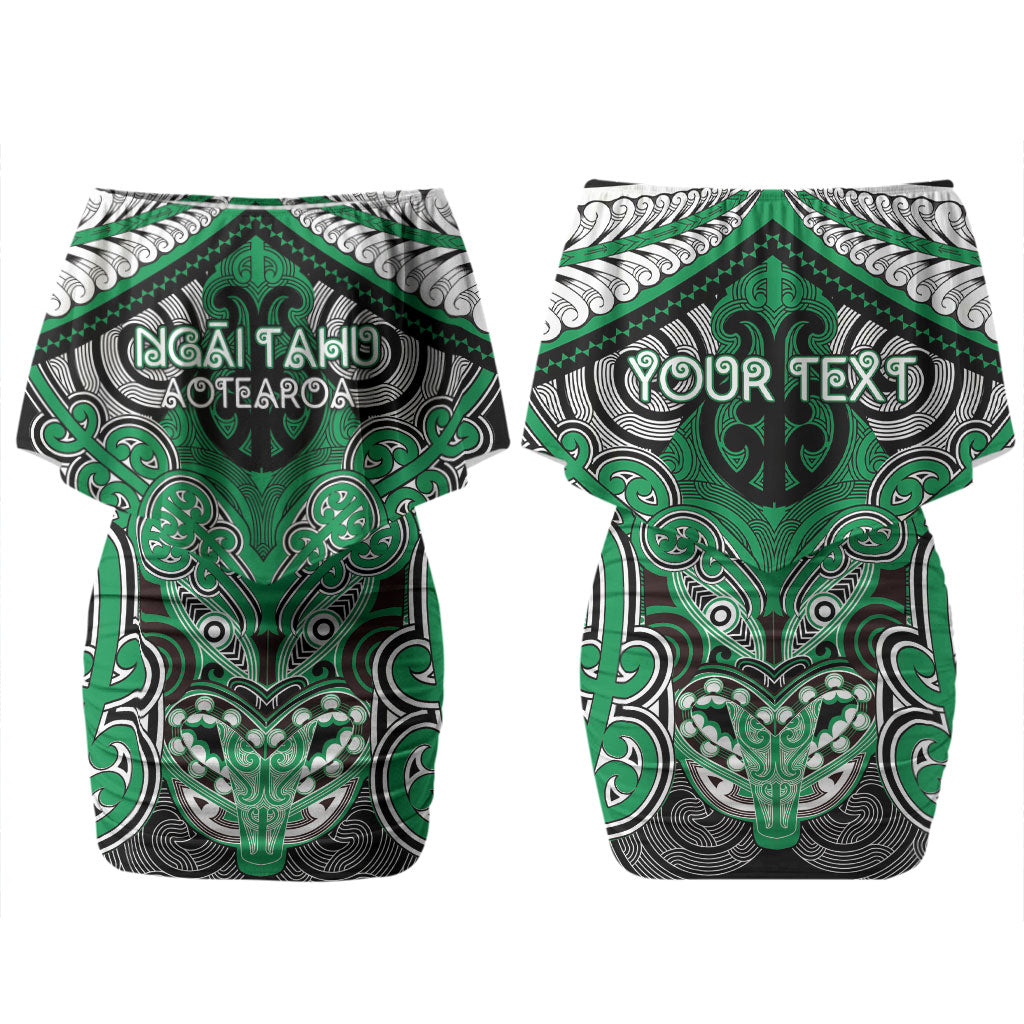 Aotearoa Iwi Ngai Tahu Personalised Couples Matching Off Shoulder Short Dress and Long Sleeve Button Shirt Maori Kowhaiwhai Pattern LT19 - Polynesian Pride