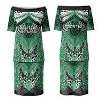Aotearoa Iwi Ngai Tahu Personalised Couples Matching Puletasi and Long Sleeve Button Shirt Maori Kowhaiwhai Pattern LT19 - Polynesian Pride