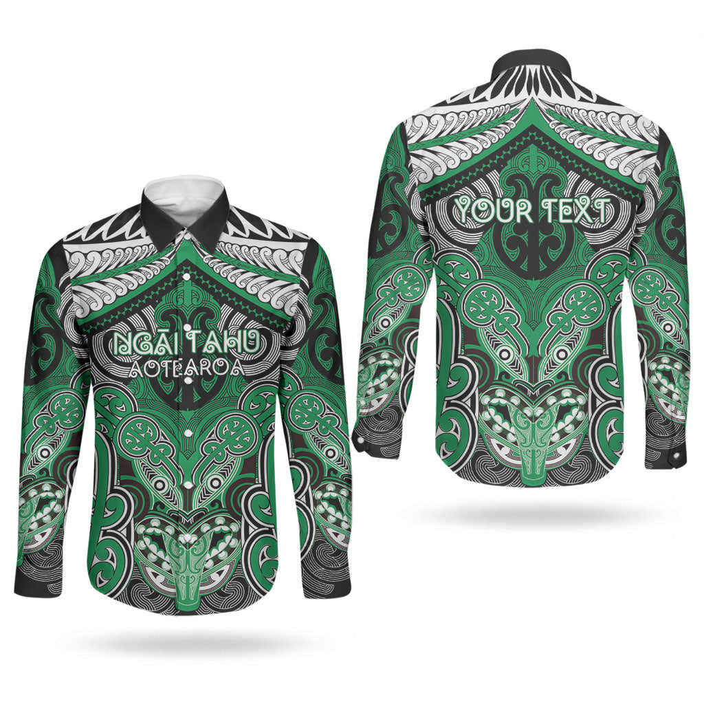 Aotearoa Iwi Ngai Tahu Personalised Couples Matching Short Sleeve Bodycon Dress and Long Sleeve Button Shirt Maori Kowhaiwhai Pattern LT19 - Polynesian Pride