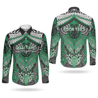 Aotearoa Iwi Ngai Tahu Personalised Couples Matching Short Sleeve Bodycon Dress and Long Sleeve Button Shirt Maori Kowhaiwhai Pattern LT19 - Polynesian Pride