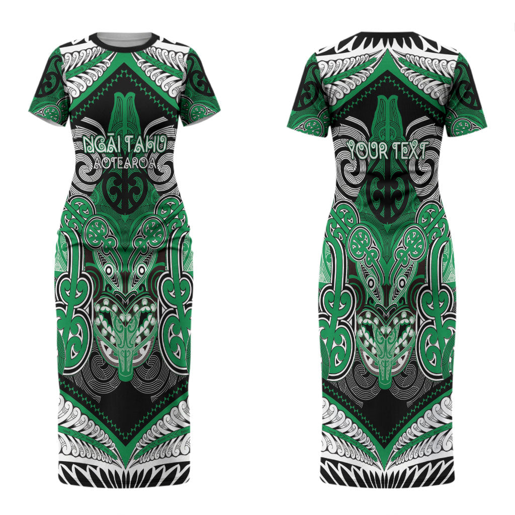 Aotearoa Iwi Ngai Tahu Personalised Couples Matching Short Sleeve Bodycon Dress and Long Sleeve Button Shirt Maori Kowhaiwhai Pattern LT19 - Polynesian Pride