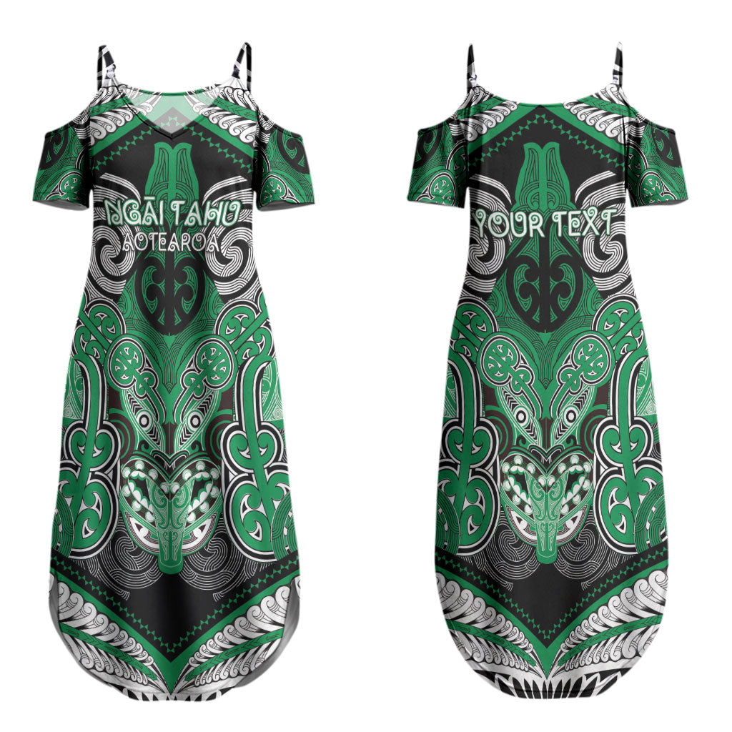 Aotearoa Iwi Ngai Tahu Personalised Couples Matching Summer Maxi Dress and Long Sleeve Button Shirt Maori Kowhaiwhai Pattern LT19 - Polynesian Pride