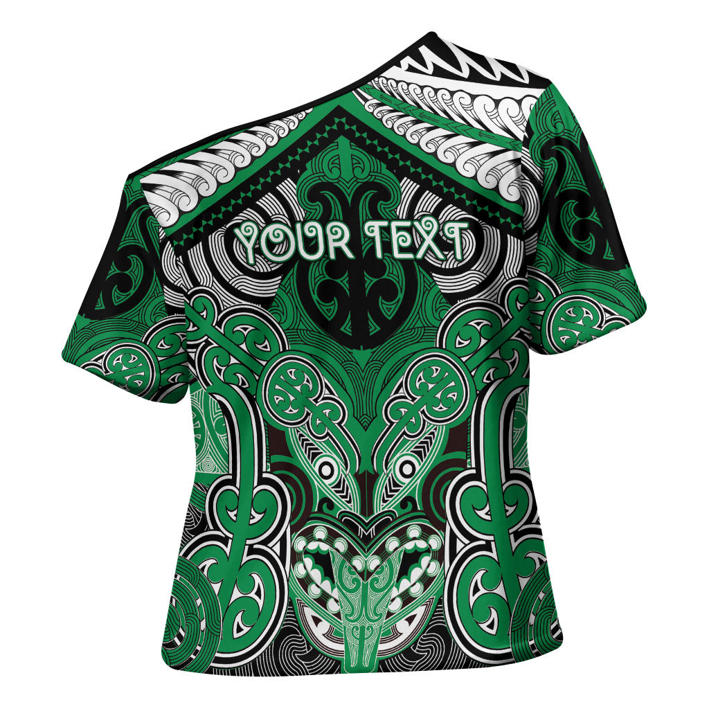 Aotearoa Iwi Ngai Tahu Personalised Cross Shoulder Shirt Maori Kowhaiwhai Pattern LT19 - Polynesian Pride