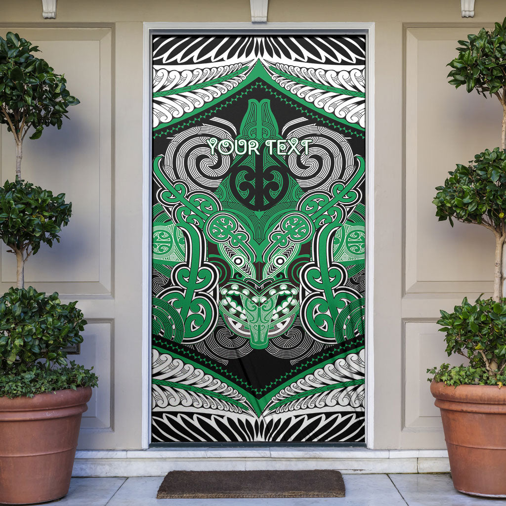 Aotearoa Iwi Ngai Tahu Personalised Door Cover Maori Kowhaiwhai Pattern LT19 Green - Polynesian Pride