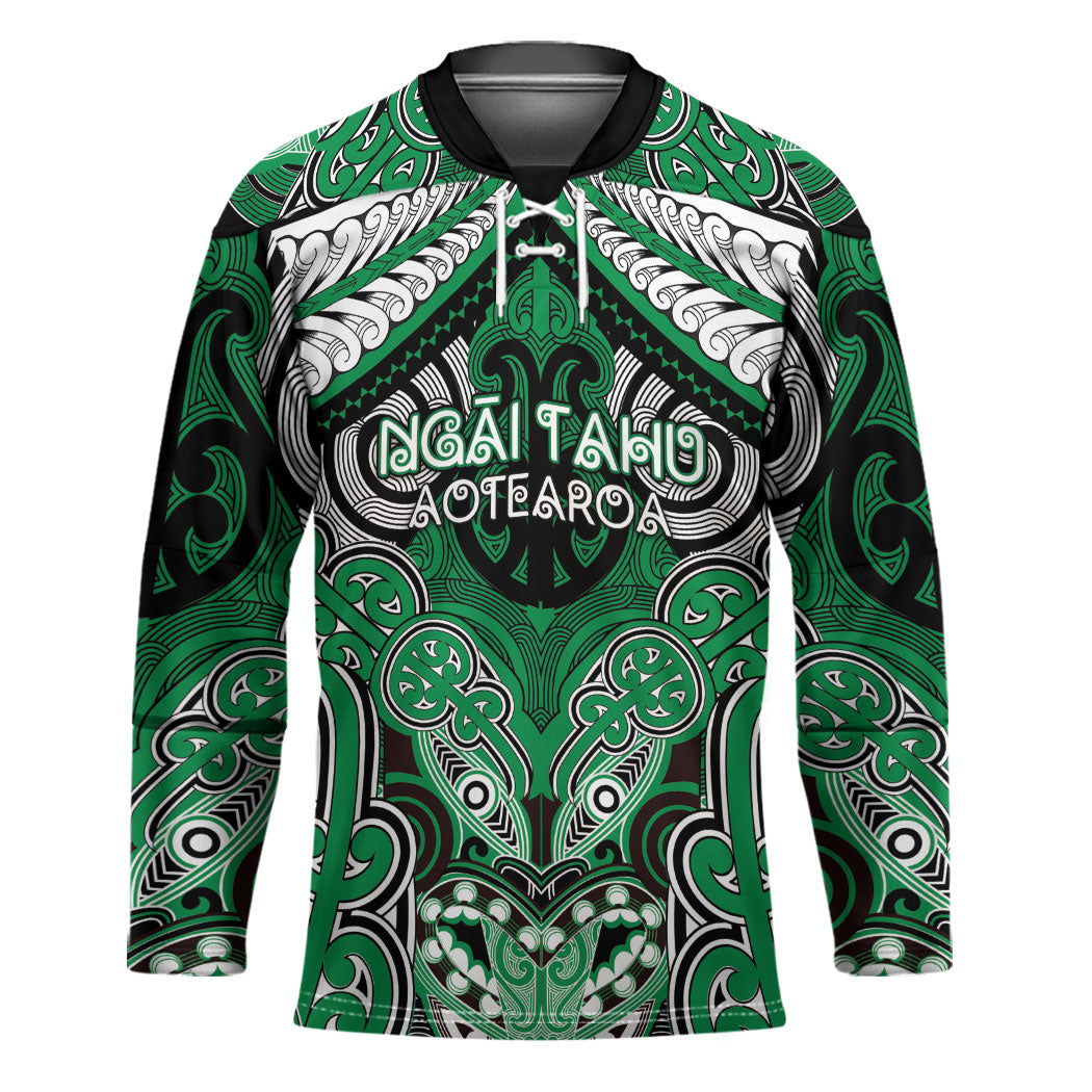 Aotearoa Iwi Ngai Tahu Personalised Hockey Jersey Maori Kowhaiwhai Pattern LT19 Unisex Green - Polynesian Pride