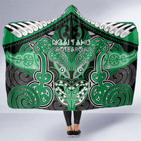 Aotearoa Iwi Ngai Tahu Hooded Blanket Maori Kowhaiwhai Pattern LT19 One Size Green - Polynesian Pride