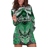 Aotearoa Iwi Ngai Tahu Personalised Hoodie Dress Maori Kowhaiwhai Pattern LT19 Green - Polynesian Pride