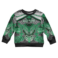 Aotearoa Iwi Ngai Tahu Personalised Kid Ugly Christmas Sweater Maori Kowhaiwhai Pattern LT19 Kid Green - Polynesian Pride
