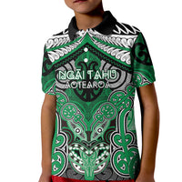 Aotearoa Iwi Ngai Tahu Personalised Kid Polo Shirt Maori Kowhaiwhai Pattern LT19 Kid Green - Polynesian Pride