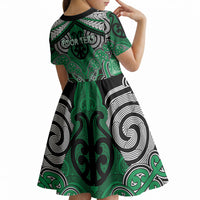 Aotearoa Iwi Ngai Tahu Personalised Kid Short Sleeve Dress Maori Kowhaiwhai Pattern LT19 - Polynesian Pride
