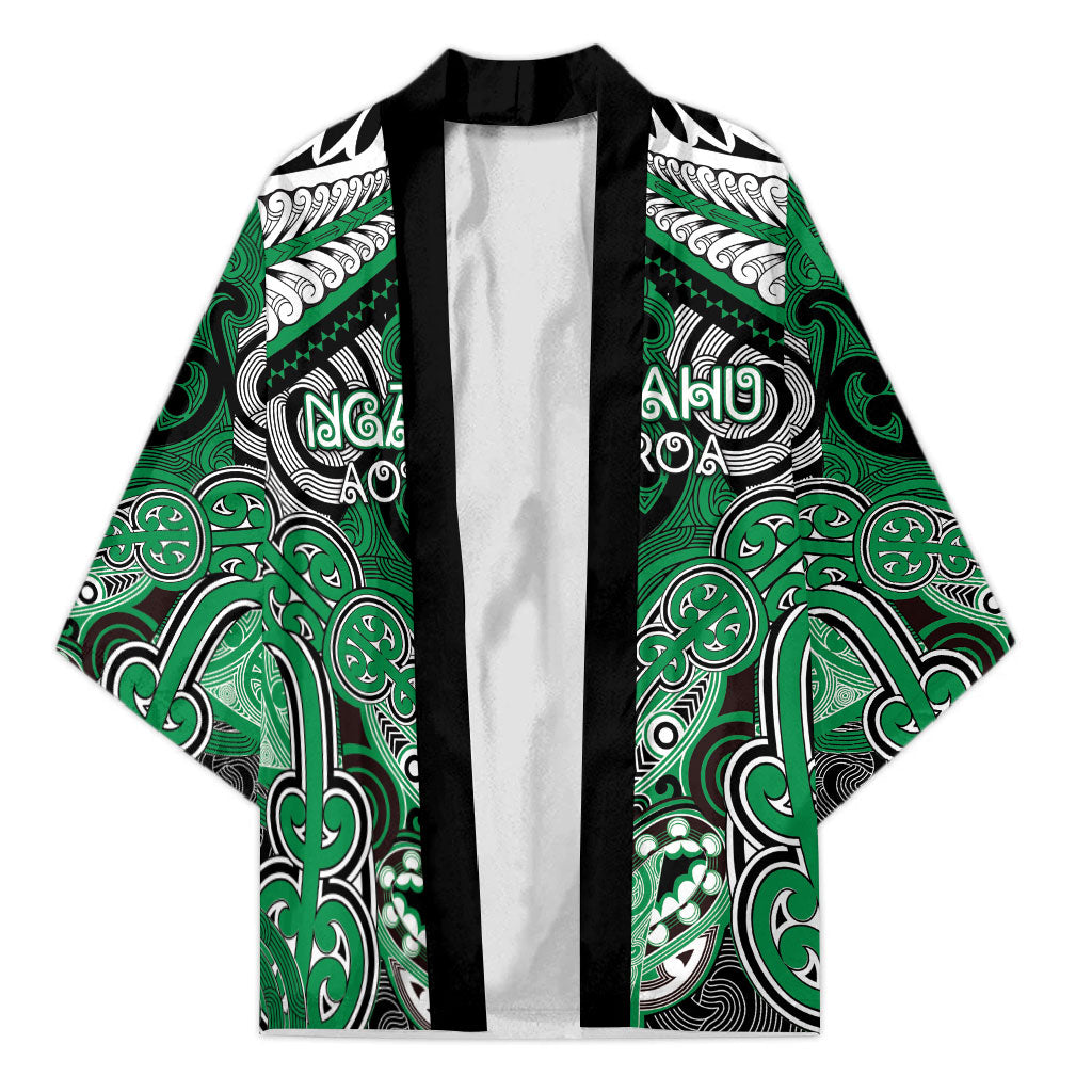 Aotearoa Iwi Ngai Tahu Personalised Kimono Maori Kowhaiwhai Pattern LT19 Unisex Green - Polynesian Pride