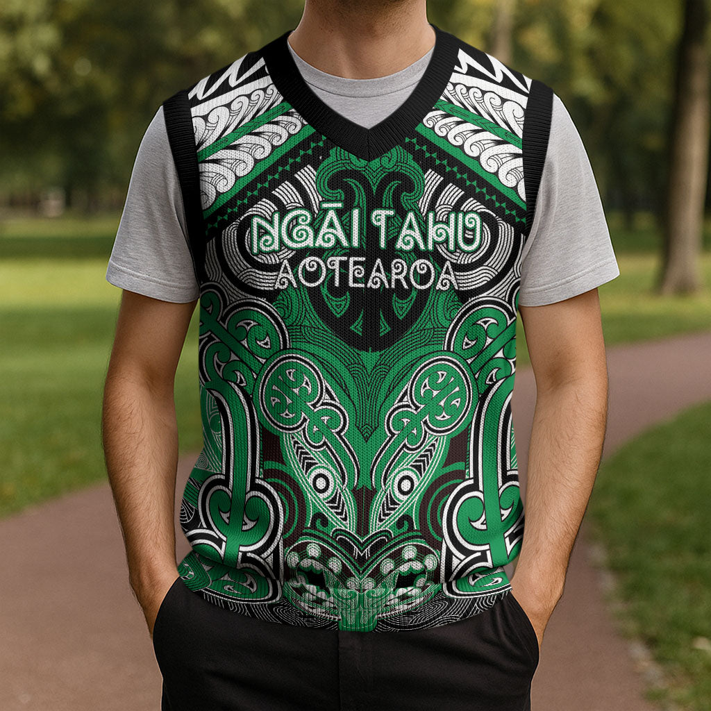 Aotearoa Iwi Ngai Tahu Personalised Christmas Knitted V-Neck Vest Maori Kowhaiwhai Pattern LT19 - Polynesian Pride