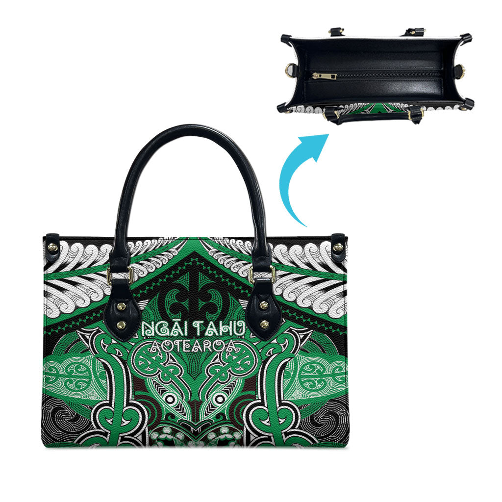 Aotearoa Iwi Ngai Tahu Leather Bag Maori Kowhaiwhai Pattern LT19 - Polynesian Pride