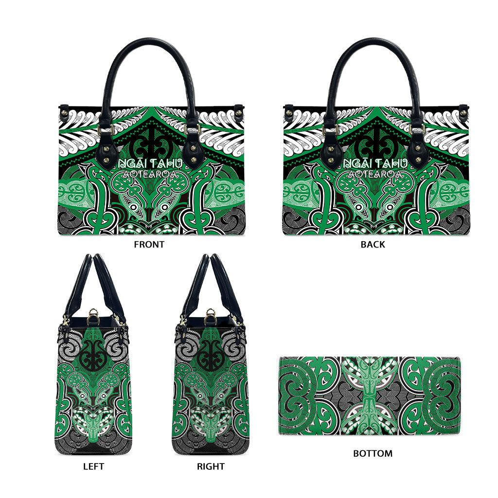 Aotearoa Iwi Ngai Tahu Leather Bag Maori Kowhaiwhai Pattern LT19 - Polynesian Pride