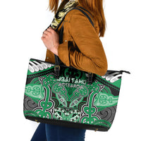Aotearoa Iwi Ngai Tahu Leather Tote Bag Maori Kowhaiwhai Pattern LT19 Green - Polynesian Pride