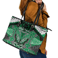 Aotearoa Iwi Ngai Tahu Leather Tote Bag Maori Kowhaiwhai Pattern LT19 - Polynesian Pride