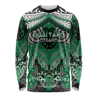 Aotearoa Iwi Ngai Tahu Personalised Long Sleeve Shirt Maori Kowhaiwhai Pattern LT19 Unisex Green - Polynesian Pride