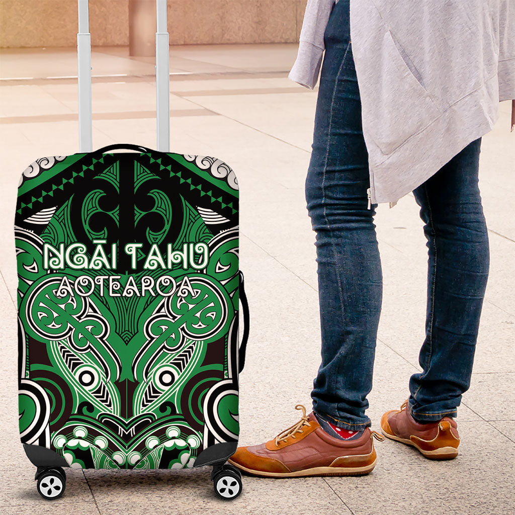 Aotearoa Iwi Ngai Tahu Luggage Cover Maori Kowhaiwhai Pattern LT19 Green - Polynesian Pride
