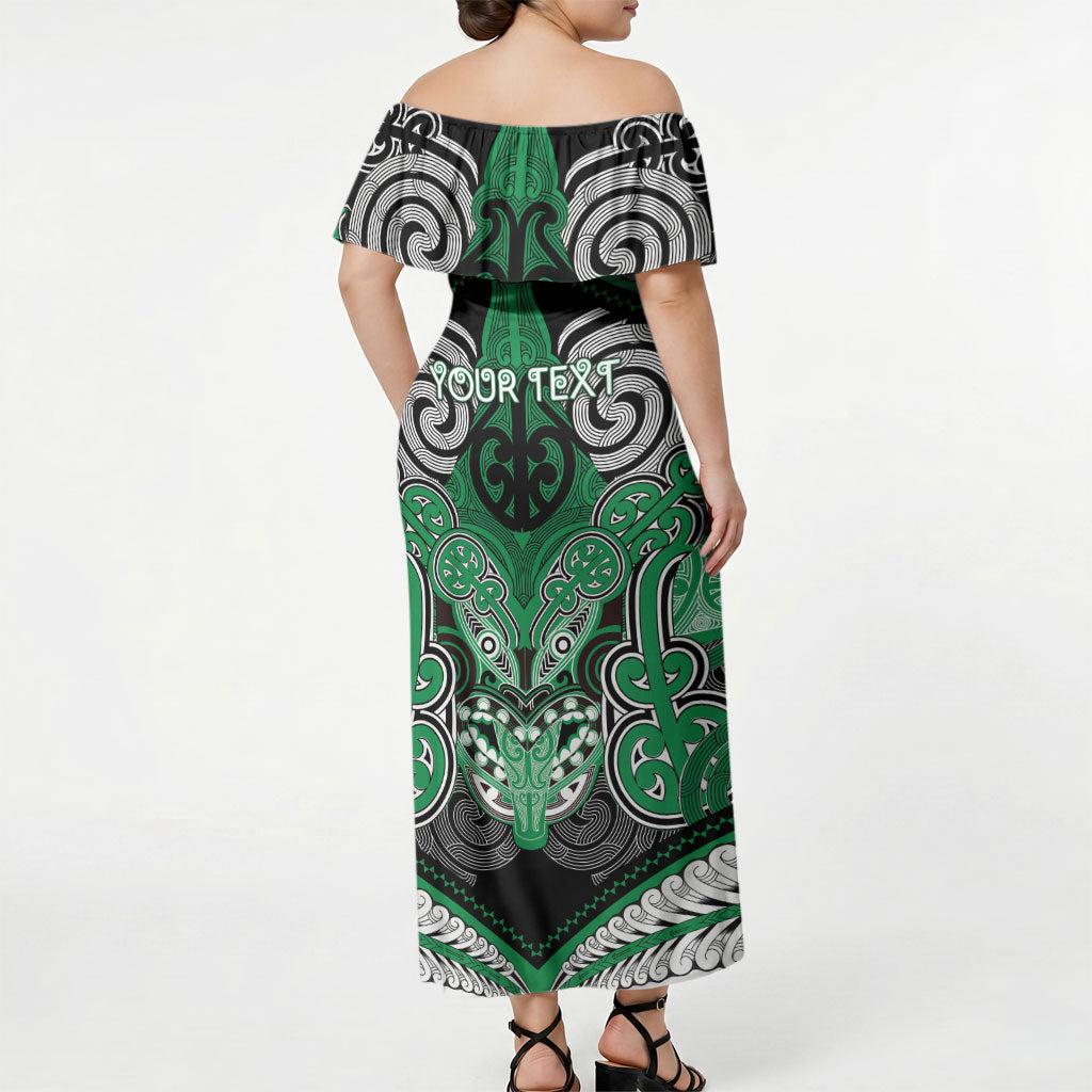 Aotearoa Iwi Ngai Tahu Personalised Off Shoulder Maxi Dress Maori Kowhaiwhai Pattern LT19 - Polynesian Pride