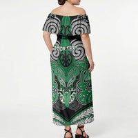 Aotearoa Iwi Ngai Tahu Personalised Off Shoulder Maxi Dress Maori Kowhaiwhai Pattern LT19 - Polynesian Pride