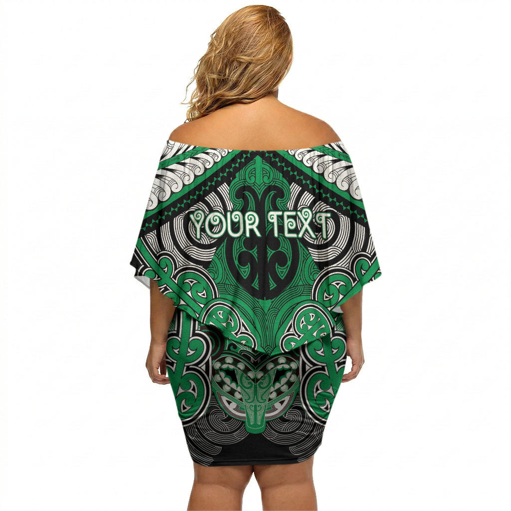 Aotearoa Iwi Ngai Tahu Personalised Off Shoulder Short Dress Maori Kowhaiwhai Pattern LT19 - Polynesian Pride