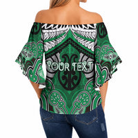 Aotearoa Iwi Ngai Tahu Personalised Off Shoulder Wrap Waist Top Maori Kowhaiwhai Pattern LT19 - Polynesian Pride