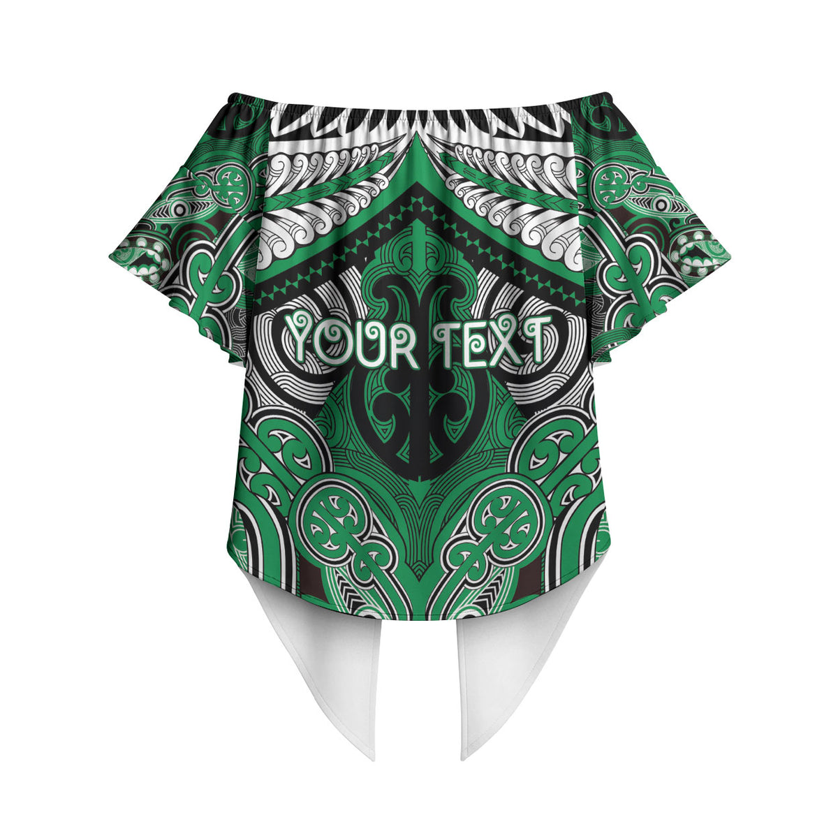 Aotearoa Iwi Ngai Tahu Personalised Off Shoulder Wrap Waist Top Maori Kowhaiwhai Pattern LT19 - Polynesian Pride