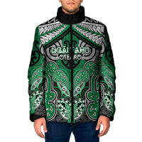 Aotearoa Iwi Ngai Tahu Personalised Padded Jacket Maori Kowhaiwhai Pattern LT19 Men Green - Polynesian Pride