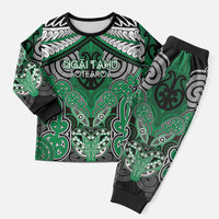 Aotearoa Iwi Ngai Tahu Personalised Christmas Pajama Set Maori Kowhaiwhai Pattern LT19 Men Green - Polynesian Pride