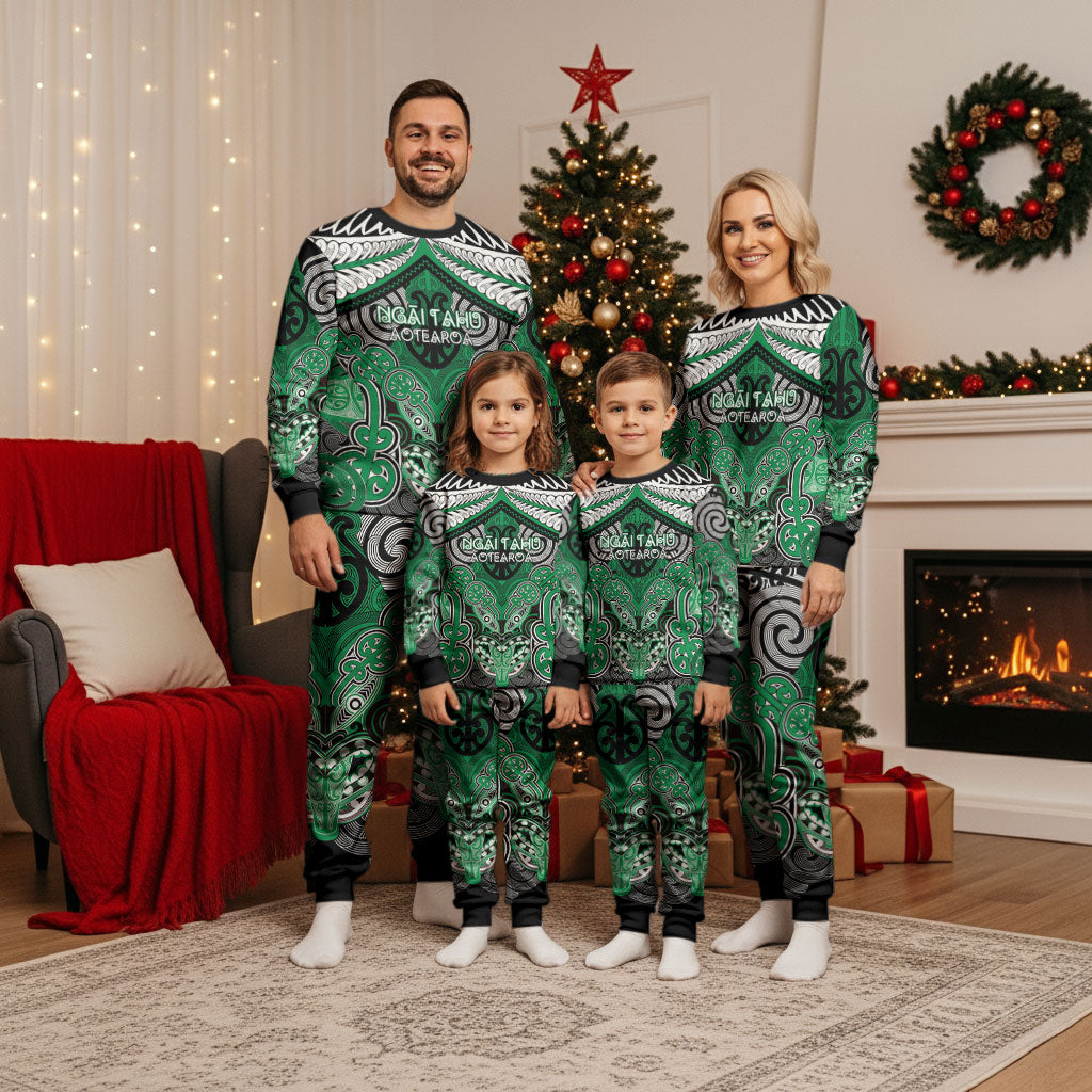 Aotearoa Iwi Ngai Tahu Personalised Christmas Pajama Set Maori Kowhaiwhai Pattern LT19 - Polynesian Pride