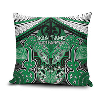 Aotearoa Iwi Ngai Tahu Pillow Cover Maori Kowhaiwhai Pattern LT19 Green - Polynesian Pride