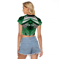 Aotearoa Iwi Ngai Tahu Personalised Raglan Cropped T Shirt Maori Kowhaiwhai Pattern LT19 - Polynesian Pride