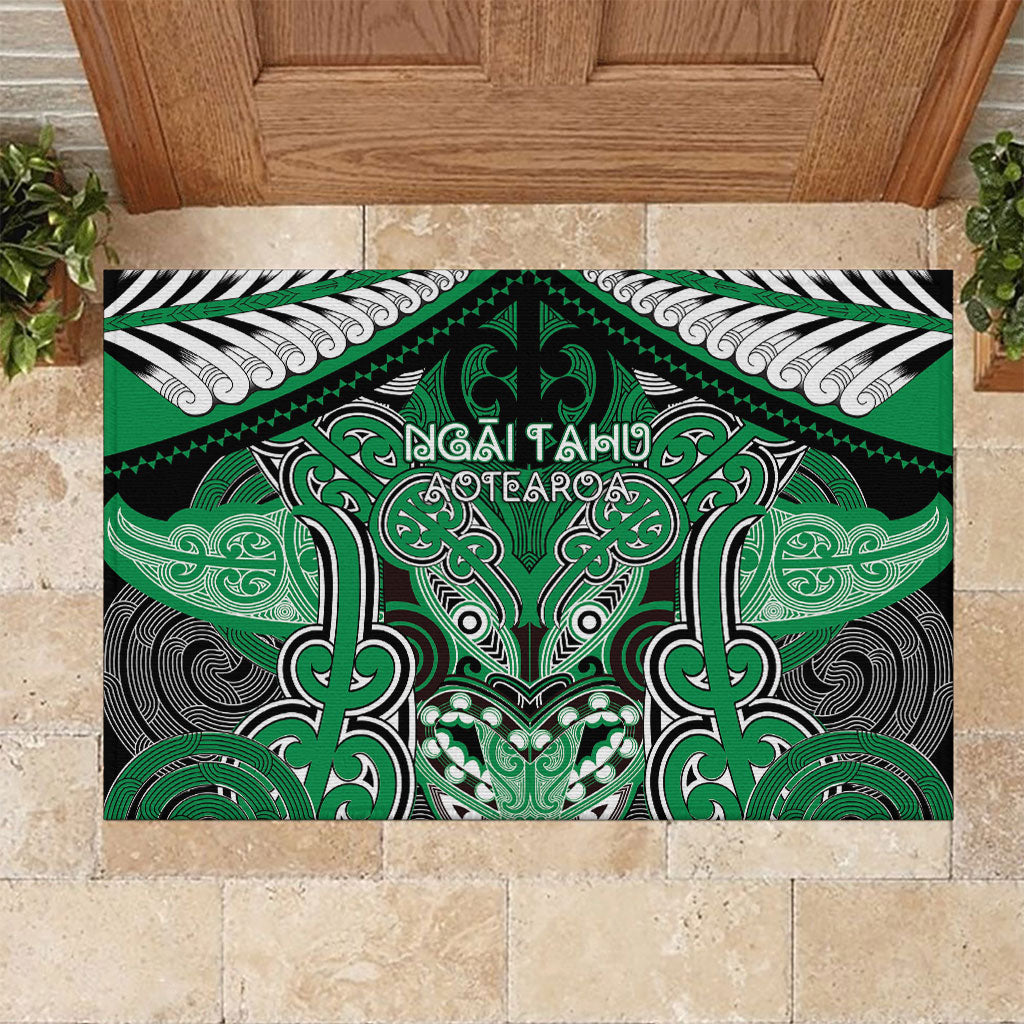 Aotearoa Iwi Ngai Tahu Rubber Doormat Maori Kowhaiwhai Pattern LT19 Green - Polynesian Pride