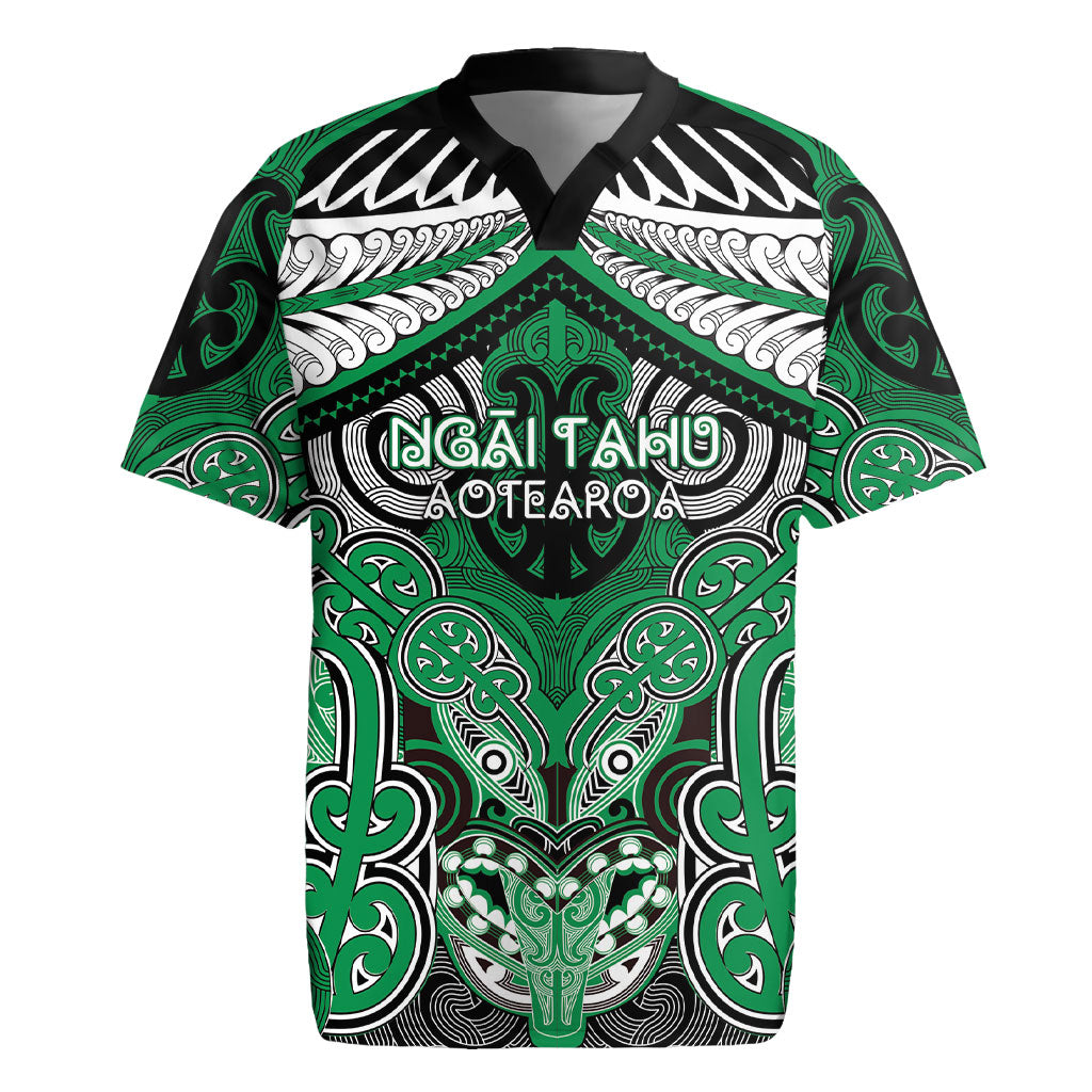 Aotearoa Iwi Ngai Tahu Personalised Rugby Jersey Maori Kowhaiwhai Pattern LT19 Green - Polynesian Pride