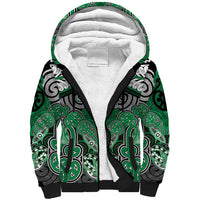 Aotearoa Iwi Ngai Tahu Personalised Sherpa Hoodie Maori Kowhaiwhai Pattern LT19 Unisex Green - Polynesian Pride