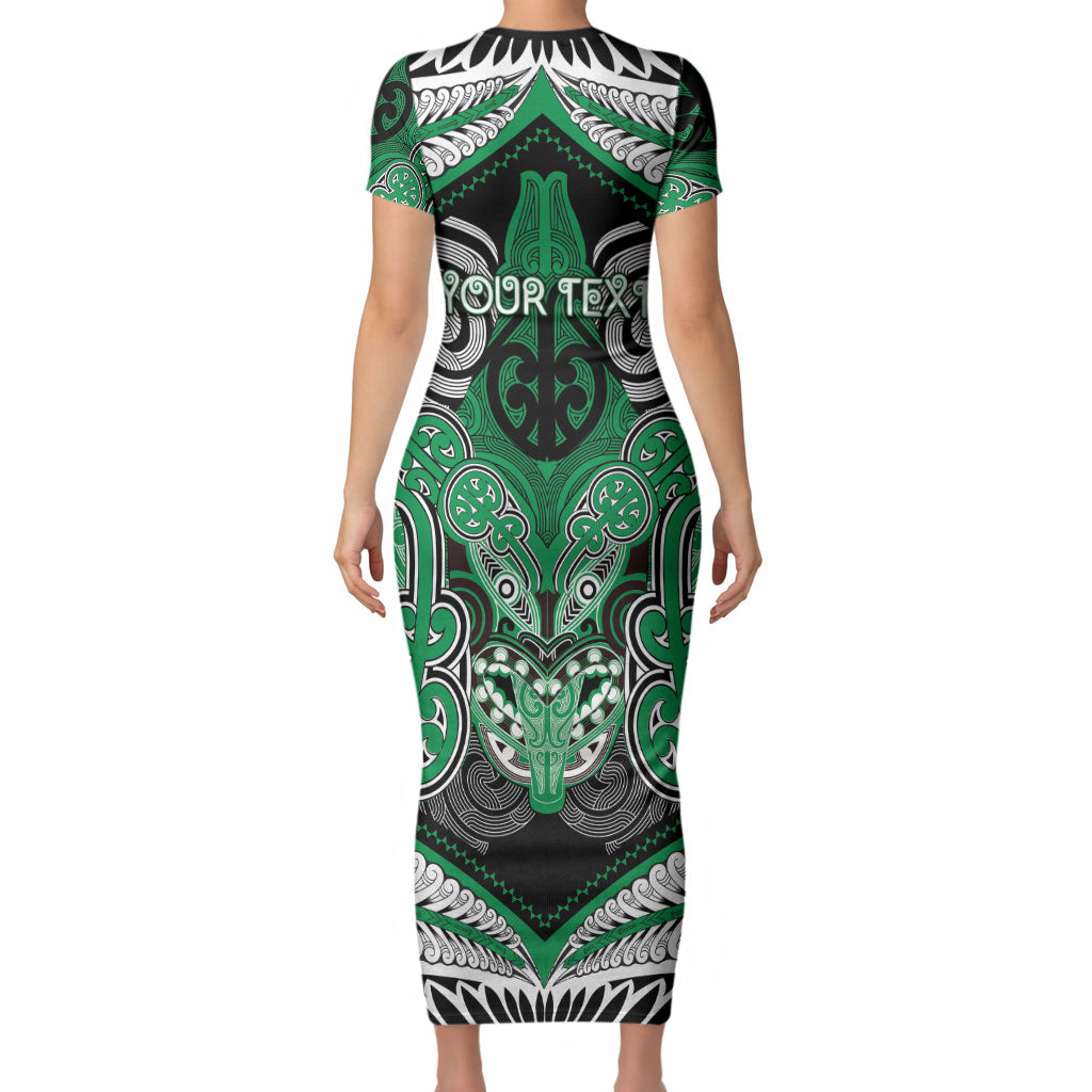 Aotearoa Iwi Ngai Tahu Personalised Short Sleeve Bodycon Dress Maori Kowhaiwhai Pattern LT19 - Polynesian Pride