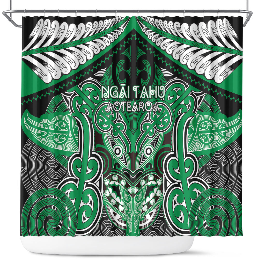 Aotearoa Iwi Ngai Tahu Shower Curtain Maori Kowhaiwhai Pattern LT19 Green - Polynesian Pride