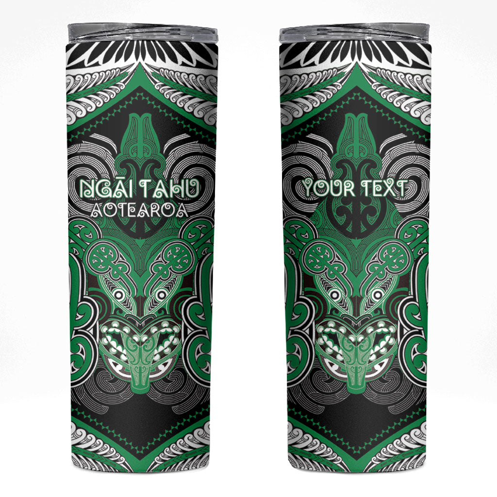 Aotearoa Iwi Ngai Tahu Personalised Skinny Tumbler Maori Kowhaiwhai Pattern LT19 Green - Polynesian Pride