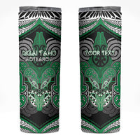 Aotearoa Iwi Ngai Tahu Personalised Skinny Tumbler Maori Kowhaiwhai Pattern LT19 Green - Polynesian Pride