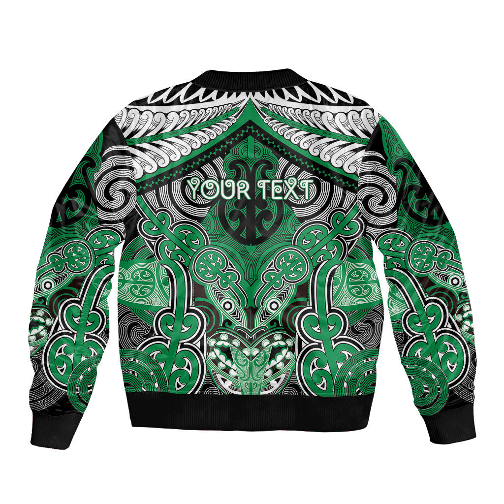 Aotearoa Iwi Ngai Tahu Personalised Sleeve Zip Bomber Jacket Maori Kowhaiwhai Pattern LT19 - Polynesian Pride
