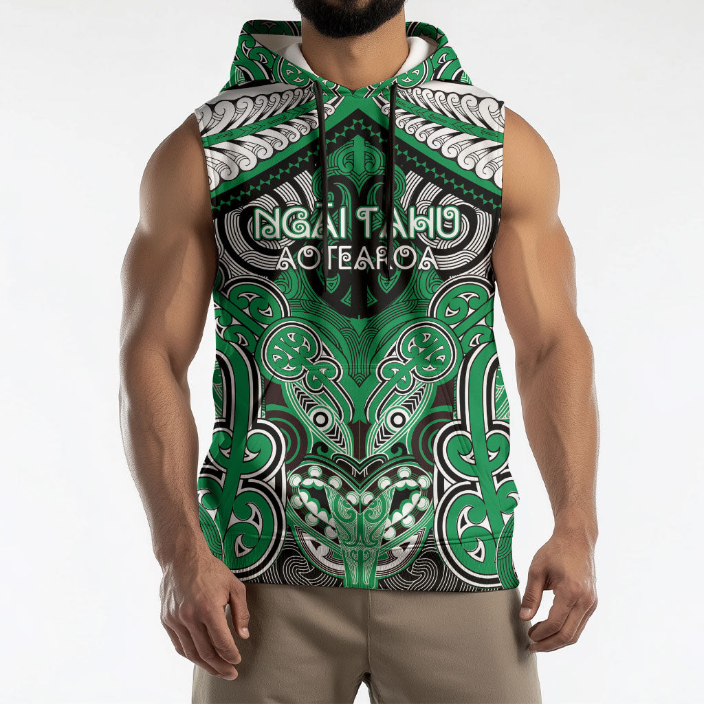 Aotearoa Iwi Ngai Tahu Personalised Sleeveless Hoodie Maori Kowhaiwhai Pattern LT19 - Polynesian Pride