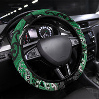 Aotearoa Iwi Ngai Tahu Steering Wheel Cover Maori Kowhaiwhai Pattern LT19 Universal Fit Green - Polynesian Pride