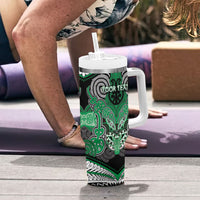 Aotearoa Iwi Ngai Tahu Personalised Tumbler With Handle Maori Kowhaiwhai Pattern LT19 - Polynesian Pride