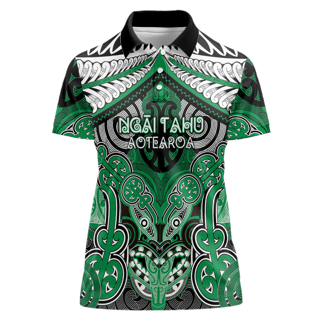 Aotearoa Iwi Ngai Tahu Personalised Women Polo Shirt Maori Kowhaiwhai Pattern LT19 Female Green - Polynesian Pride