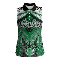 Aotearoa Iwi Ngai Tahu Personalised Women Sleeveless Polo Shirt Maori Kowhaiwhai Pattern LT19 Female Green - Polynesian Pride